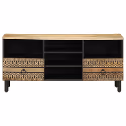 vidaXL TV Cabinet TV Stand TV Unit Media Cabinet Black Solid Rough Wood Mango