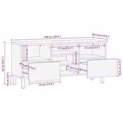 vidaXL TV Cabinet TV Stand TV Unit Media Cabinet Black Solid Rough Wood Mango