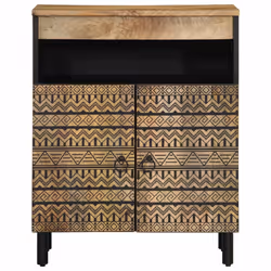 vidaXL Sideboard Cupboard Storage Cabinet Highboard Solid Rough Wood Mango