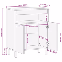 vidaXL Sideboard Cupboard Storage Cabinet Highboard Solid Rough Wood Mango