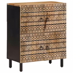 vidaXL Sideboard Cupboard Storage Cabinet Highboard Solid Rough Wood Mango