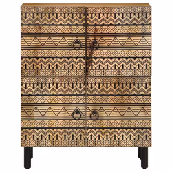 vidaXL Sideboard Cupboard Storage Cabinet Highboard Solid Rough Wood Mango