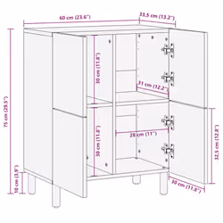 vidaXL Sideboard Cupboard Storage Cabinet Highboard Solid Rough Wood Mango