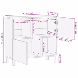 vidaXL Sideboard Cupboard Storage Cabinet Highboard Solid Rough Wood Mango