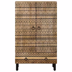 vidaXL Highboard Sideboard Storage Cabinet Cupboard Solid Rough Wood Mango