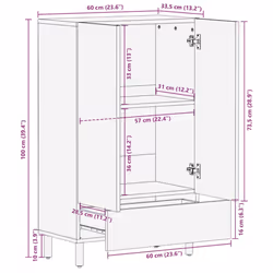 vidaXL Highboard Sideboard Storage Cabinet Cupboard Solid Rough Wood Mango