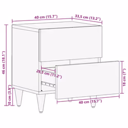 vidaXL Bedside Cabinets 2 pcs 40x33.5x46 cm Solid Wood Mango bedside table - 1 pcs