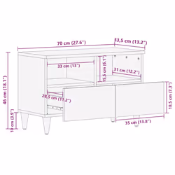 vidaXL TV Cabinet 70x33.5x46 cm Solid Wood Mango TV stand TV sideboard - Additional view 10