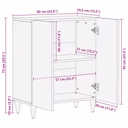 vidaXL Sideboard 60x33.5x75 cm Solid Wood Mango cabinet cupboard highboard