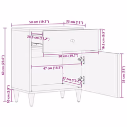 vidaXL Bedside Cabinet 50x33x60 cm Solid Wood Mango bedside table nightstand