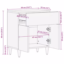 vidaXL Bedside Cabinet 50x33x60 cm Solid Wood Mango bedside table nightstand