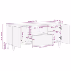 vidaXL TV Cabinet 105x33.5x46 cm Solid Wood Mango TV stand TV sideboard