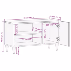 vidaXL TV Cabinet 80x31.5x46 cm Solid Wood Mango TV stand TV sideboard