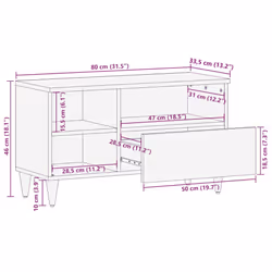 vidaXL TV Cabinet 80x33.5x46 cm Solid Wood Mango TV stand TV sideboard