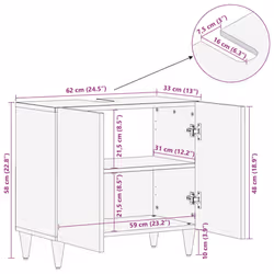 vidaXL Bathroom Sink Cabinet 62x33x58 cm Solid Wood Mango under sink cabinet - Additional view 3