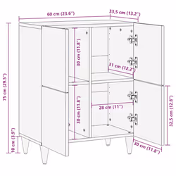 vidaXL Sideboard 60x33.5x75 cm Solid Wood Mango cabinet cupboard highboard