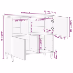 vidaXL Sideboard 80x33.5x75 cm Solid Wood Mango cabinet cupboard highboard