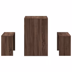 vidaXL 3 Piece Dining Table and Bench set Brown Oak Engineered Wood - Additional view 4