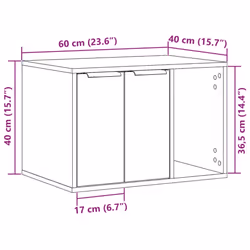 vidaXL Cat Litter Box Enclosure Hidden Cat House Cat Cabinet Engineered Wood - sonoma oak, 60 x 40 x 40 cm