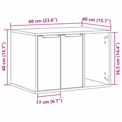 vidaXL Cat Litter Box Enclosure Hidden Cat House Cat Cabinet Engineered Wood - concrete grey, 60 x 40 x 40 cm - Additional view 10