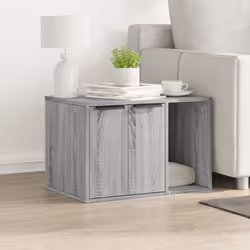 vidaXL Cat Litter Box Enclosure Hidden Cat House Cat Cabinet Engineered Wood - grey sonoma, 60 x 40 x 40 cm - Additional view 2