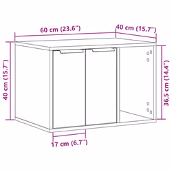 vidaXL Cat Litter Box Enclosure Hidden Cat House Cat Cabinet Engineered Wood - oak, 60 x 40 x 40 cm - Additional view 10