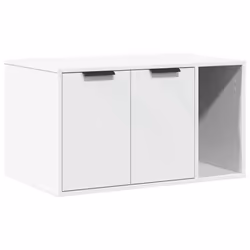 vidaXL Cat Litter Box Enclosure Hidden Cat House Cat Cabinet Engineered Wood - white, 80 x 50 x 45 cm