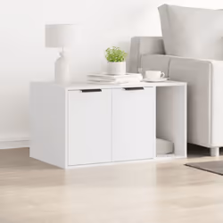 vidaXL Cat Litter Box Enclosure Hidden Cat House Cat Cabinet Engineered Wood - white, 80 x 50 x 45 cm