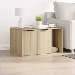 vidaXL Cat Litter Box Enclosure Hidden Cat House Cat Cabinet Engineered Wood - sonoma oak, 80 x 50 x 45 cm - Additional view 2