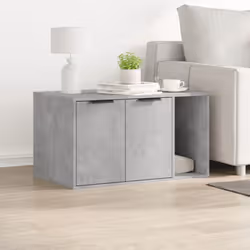 vidaXL Cat Litter Box Enclosure Hidden Cat House Cat Cabinet Engineered Wood - concrete grey, 80 x 50 x 45 cm - Additional view 2