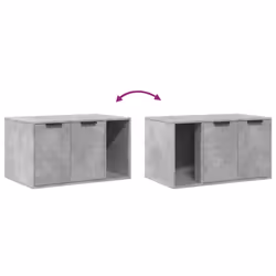 vidaXL Cat Litter Box Enclosure Hidden Cat House Cat Cabinet Engineered Wood - concrete grey, 80 x 50 x 45 cm - Additional view 7