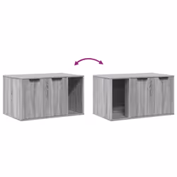 vidaXL Cat Litter Box Enclosure Hidden Cat House Cat Cabinet Engineered Wood - grey sonoma, 80 x 50 x 45 cm - Additional view 7