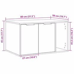 vidaXL Cat Litter Box Enclosure Hidden Cat House Cat Cabinet Engineered Wood - brown oak, 80 x 50 x 45 cm