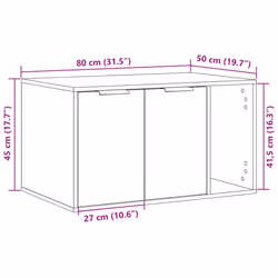 vidaXL Cat Litter Box Enclosure Hidden Cat House Cat Cabinet Engineered Wood - old wood, 80 x 50 x 45 cm - Additional view 10