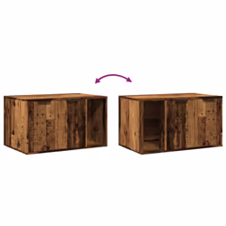 vidaXL Cat Litter Box Enclosure Hidden Cat House Cat Cabinet Engineered Wood - old wood, 80 x 50 x 45 cm - Additional view 7