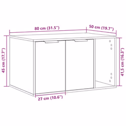 vidaXL Cat Litter Box Enclosure Hidden Cat House Cat Cabinet Engineered Wood - oak, 80 x 50 x 45 cm