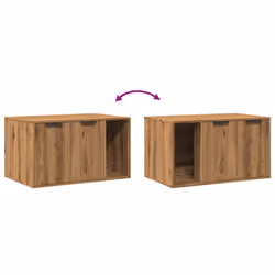 vidaXL Cat Litter Box Enclosure Hidden Cat House Cat Cabinet Engineered Wood - oak, 80 x 50 x 45 cm - Additional view 7