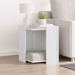 vidaXL Cat Litter Box Enclosure Cat House End Table Engineered Wood - white, 42 x 42 x 51 cm