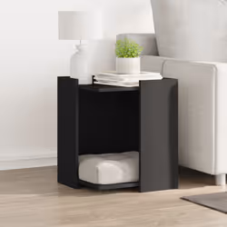 vidaXL Cat Litter Box Enclosure Cat House End Table Engineered Wood - black, 42 x 42 x 51 cm