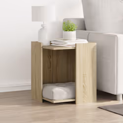 vidaXL Cat Litter Box Enclosure Cat House End Table Engineered Wood - sonoma oak, 42 x 42 x 51 cm