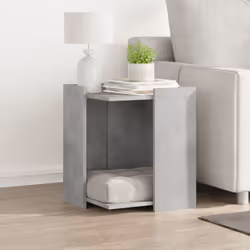 vidaXL Cat Litter Box Enclosure Cat House End Table Engineered Wood - concrete grey, 42 x 42 x 51 cm