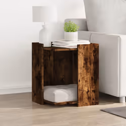 vidaXL Cat Litter Box Enclosure Cat House End Table Engineered Wood - smoked oak, 42 x 42 x 51 cm