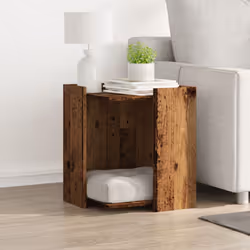 vidaXL Cat Litter Box Enclosure Cat House End Table Engineered Wood - old wood, 42 x 42 x 51 cm