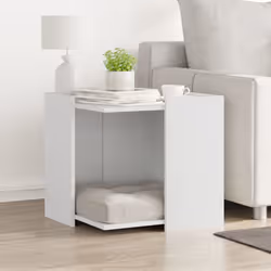 vidaXL Cat Litter Box Enclosure Cat House End Table Engineered Wood - white, 53 x 53 x 51 cm