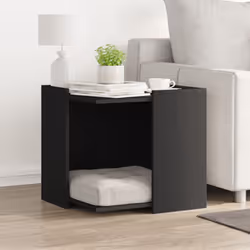 vidaXL Cat Litter Box Enclosure Cat House End Table Engineered Wood - black, 53 x 53 x 51 cm