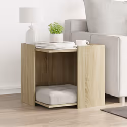 vidaXL Cat Litter Box Enclosure Cat House End Table Engineered Wood - sonoma oak, 53 x 53 x 51 cm