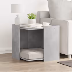 vidaXL Cat Litter Box Enclosure Cat House End Table Engineered Wood - concrete grey, 53 x 53 x 51 cm