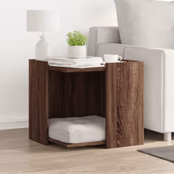 vidaXL Cat Litter Box Enclosure Cat House End Table Engineered Wood - brown oak, 53 x 53 x 51 cm