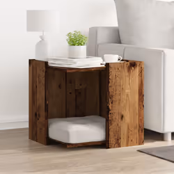 vidaXL Cat Litter Box Enclosure Cat House End Table Engineered Wood - old wood, 53 x 53 x 51 cm - Additional view 2