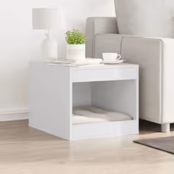 vidaXL Cat Litter Box Enclosure Cat House End Table Engineered Wood - white